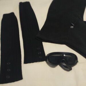 Fleece Face Mask, Goggles, Knit Arm Sleeves - Lot of 3